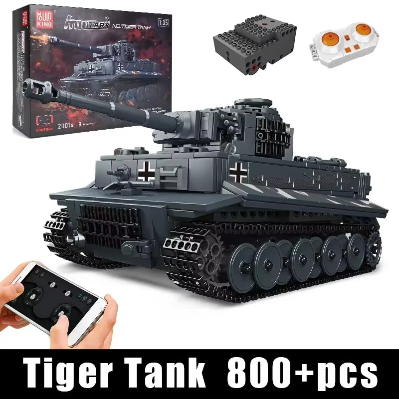 Schimmel König Militärs Pielzeug Die App & RC Motorisierte Tiger Tank Modell Montage Technische Auto Baustein Kinder Weihnachts Geschenke