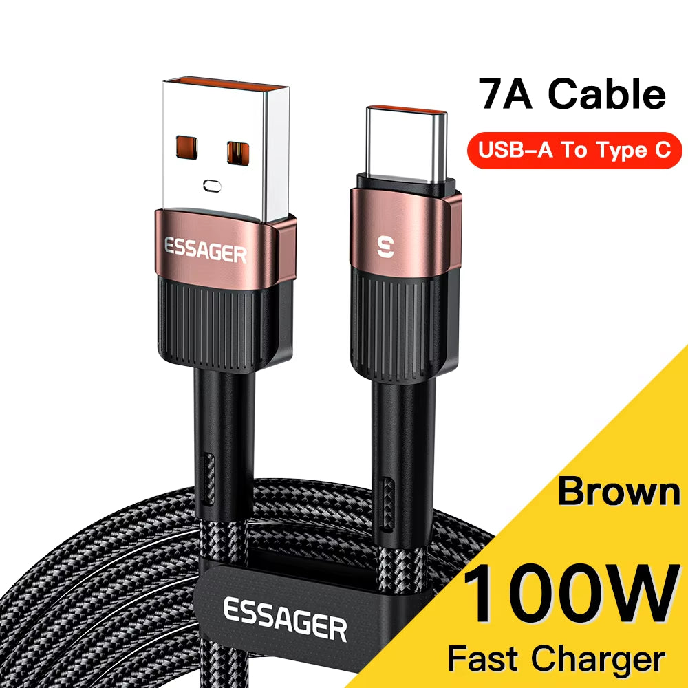 Essager 7A USB Typ C Kabel Für Realme Huawei P30 Pro 66W Schnelle Lade Draht USB-C Ladegerät Datenkabel Für Samsung Oneplus Poco F3