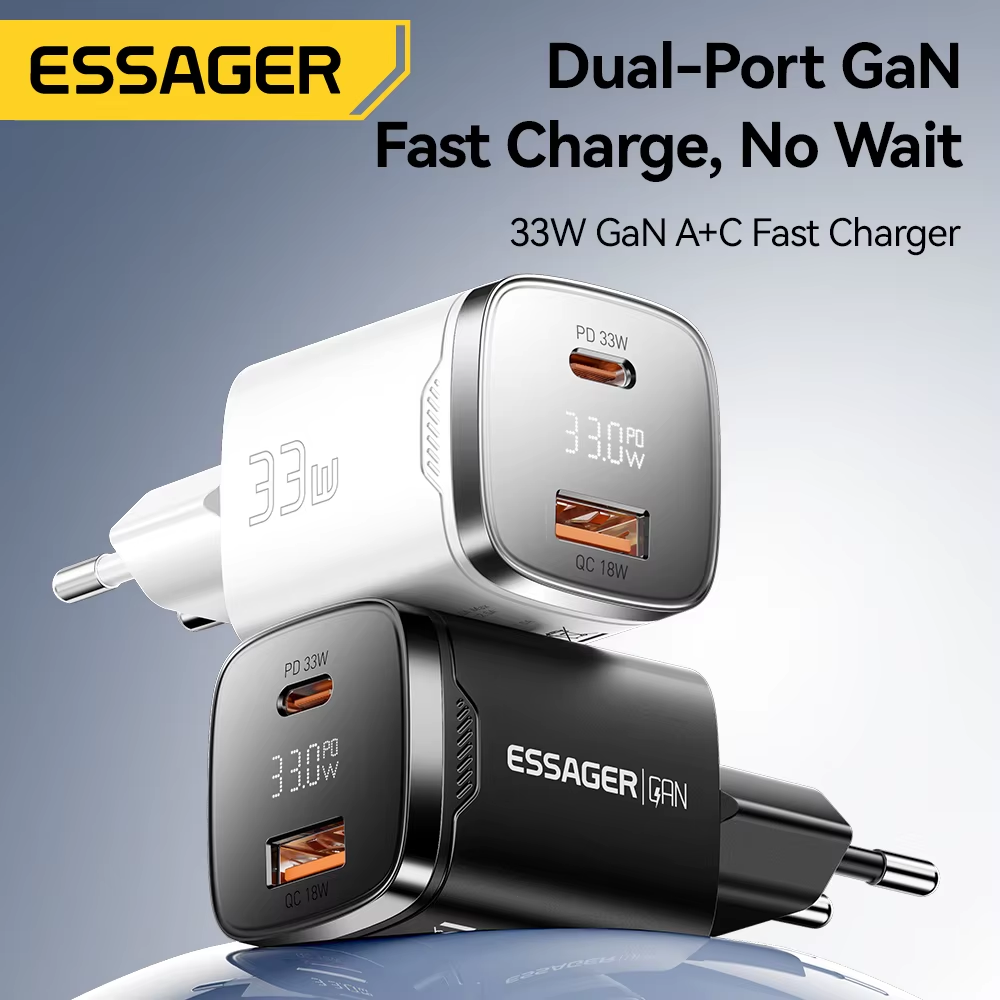 Essager 33 W Gan USB Typ C Ladegerät Digitalanzeige PD Schnellladung Für Iphone 16 15 14 Pro Max Ipad Mini 6 Xiaomi Samsung S22