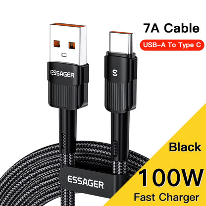 Essager 7A USB Typ C Kabel Für Realme Huawei P30 Pro 66W Schnelle Lade Draht USB-C Ladegerät Datenkabel Für Samsung Oneplus Poco F3