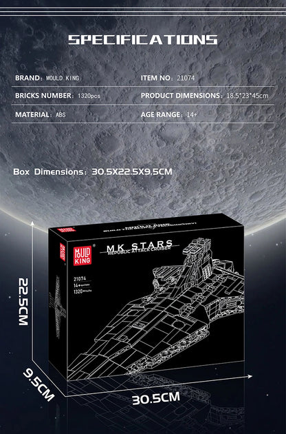 Mould King 21074 Star Plan Building Block The MOC Republic Attack Cruiser Model Assembly Star Fighter Toys Kids Christmas Gift