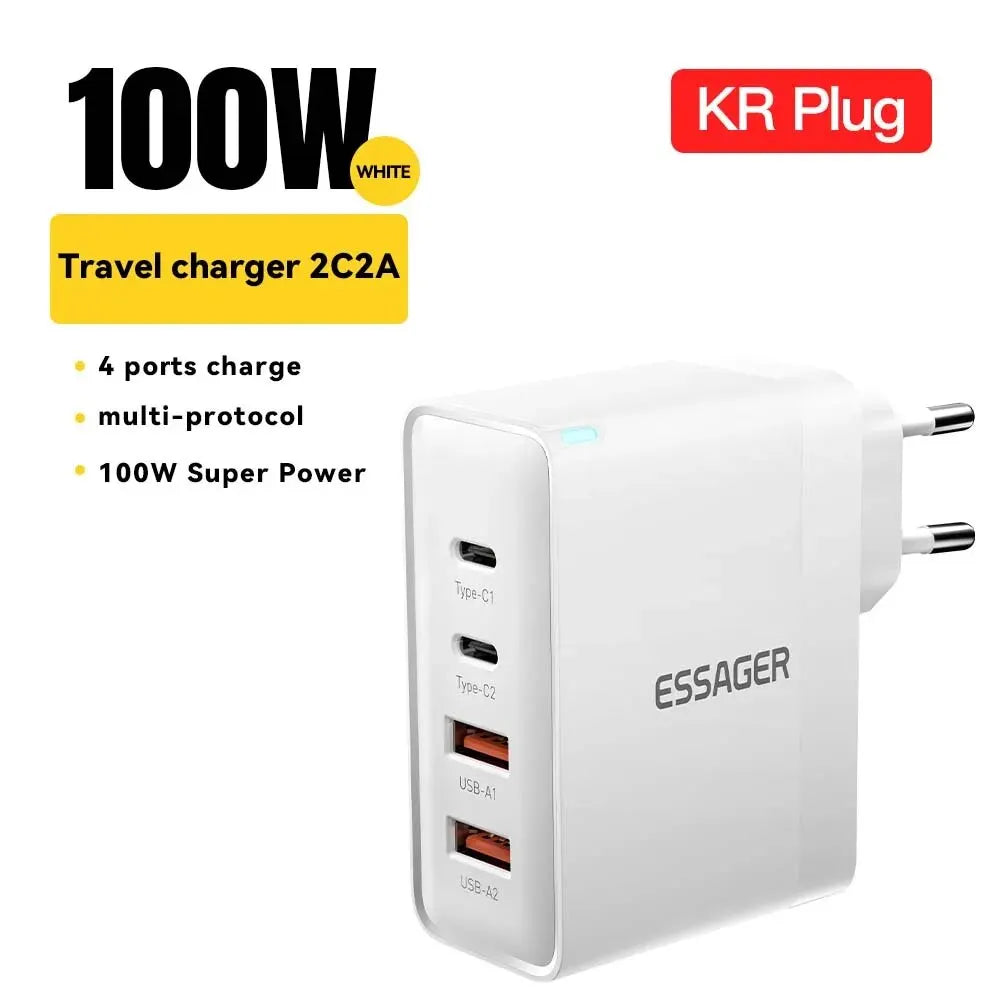 Essager 100W GaN USB Type C Caricabatterie PD QC Quick Charge 4.0 3.0 Type C Ricarica Rapida Per iPhone 14 13 12 Xiaomi Macbook