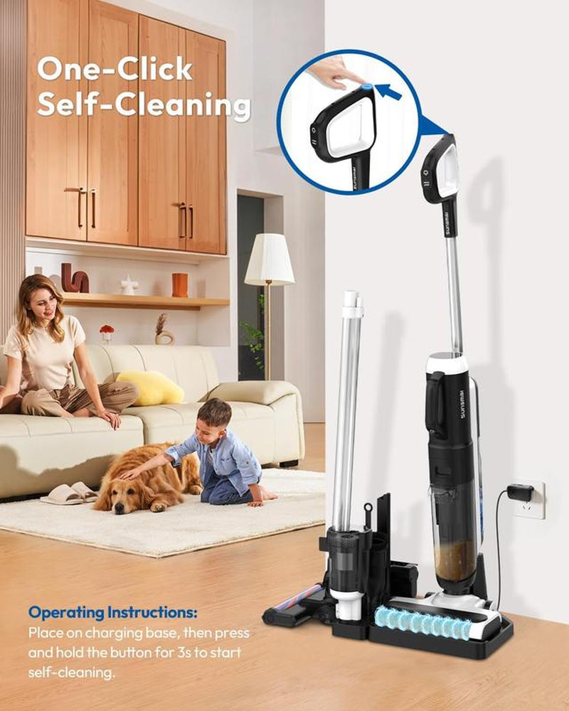 5-In-1 Combo Cordless Wet Dry Vacuum Cleaner - Lightweight Multi-Function Mop & Vacuum for Hard Floors & Carpets, Self-Propelled Vacuum Mop All in One for Whole-House Cleaning